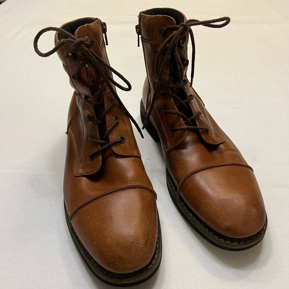 THE‎ RAIL Cap Toe Chukka Brown Leather Ankle Boots Size EU 43M (US 10)